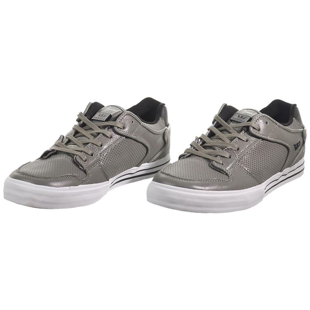 Baskets Basses Supra Vaider Low Grise Grey Full Grain Homme | FUD-66588332